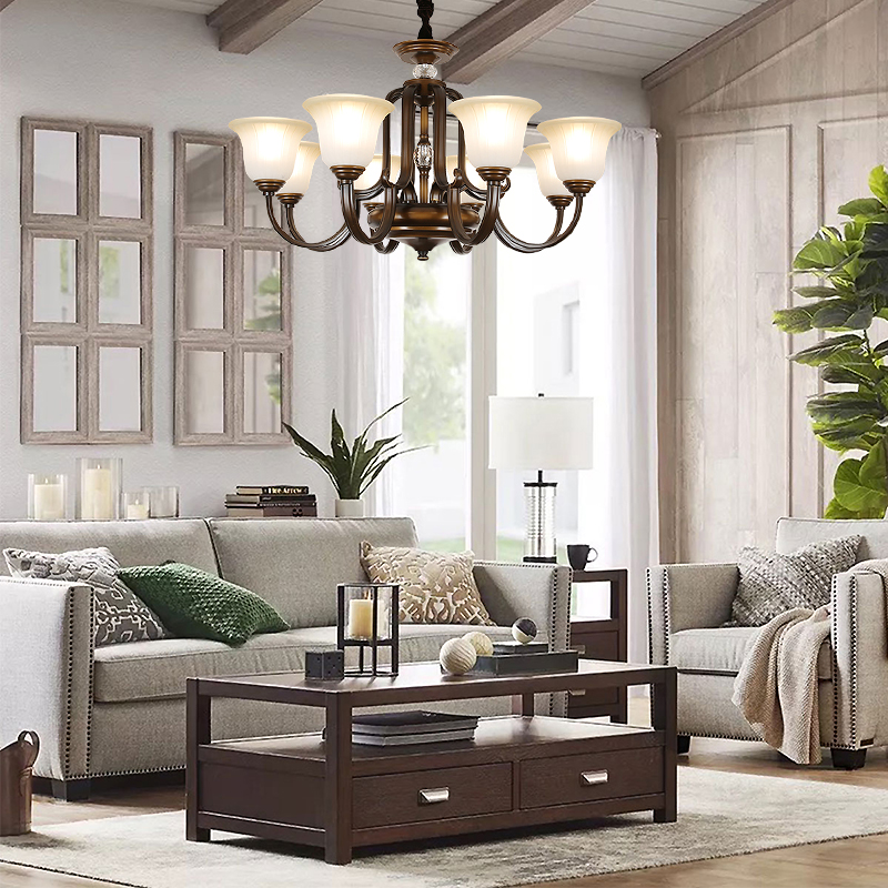 2021年新款美式吊灯客厅灯复古大气餐厅灯卧室灯别墅防尘灯包安装