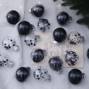 6CM圣诞节黑色球2024透明挂球圣诞球节日饰品家居花艺酒店装饰物