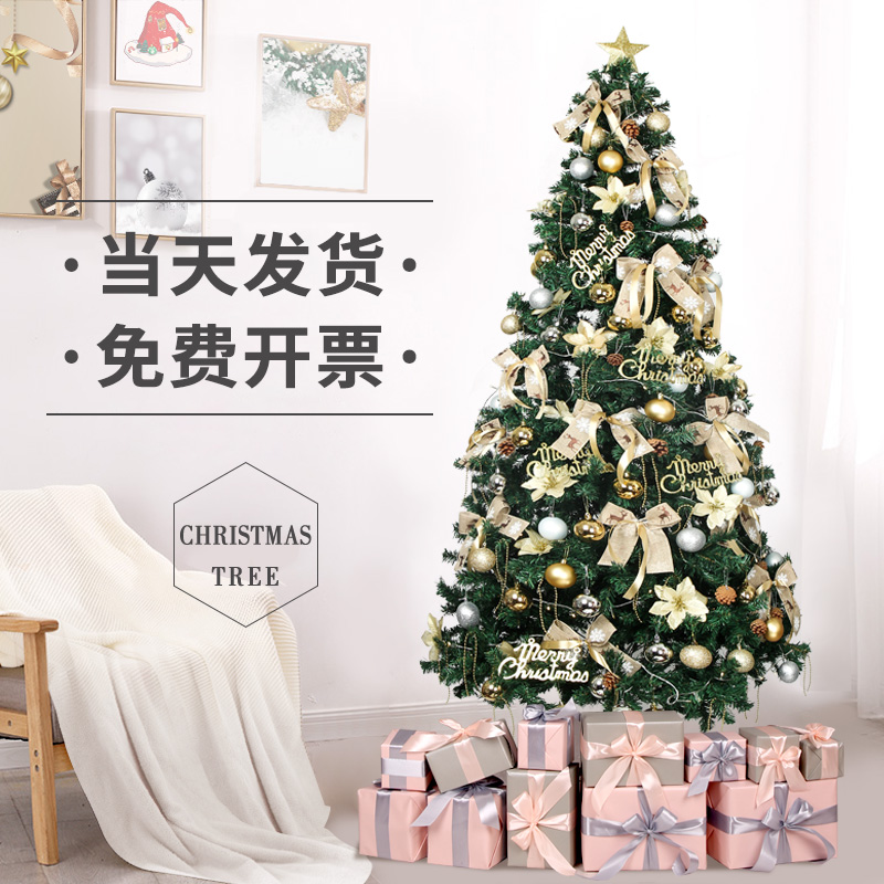 圣诞树家用加密1.5米发光套餐圣诞节装饰摆件绿色大型1.8/2.1米