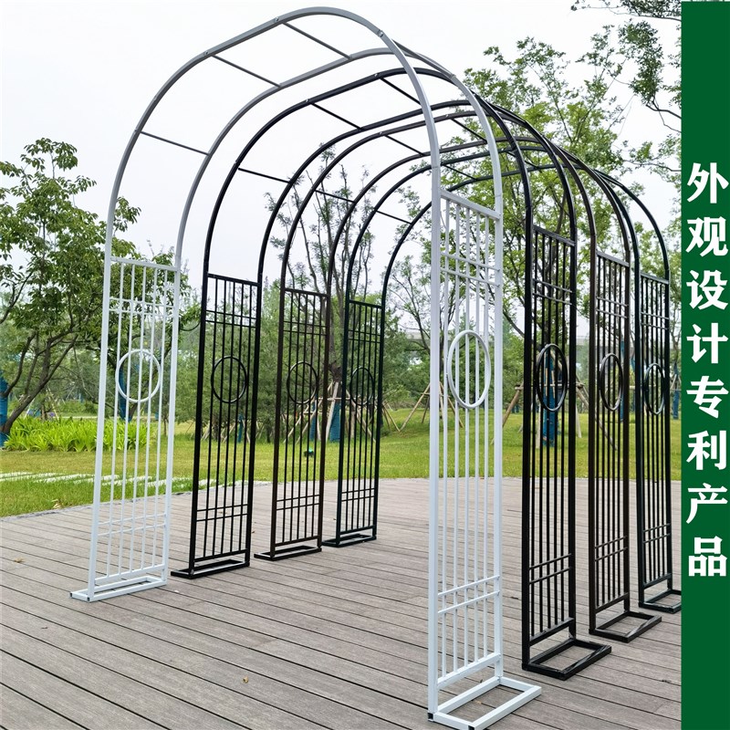 新款中国风爬藤架拱门户外花园庭院蔷薇月季攀爬支架葡萄花架中式