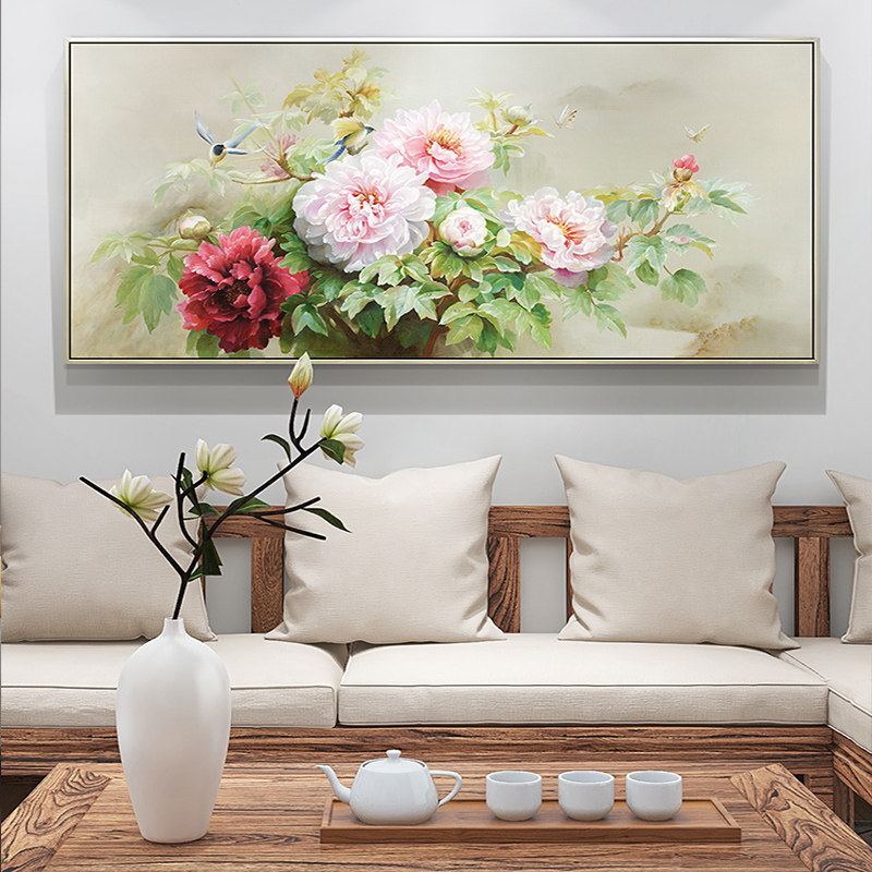 十字绣2022新款线绣客厅花开富贵鹊临繁花牡丹花自己手工绣满绣