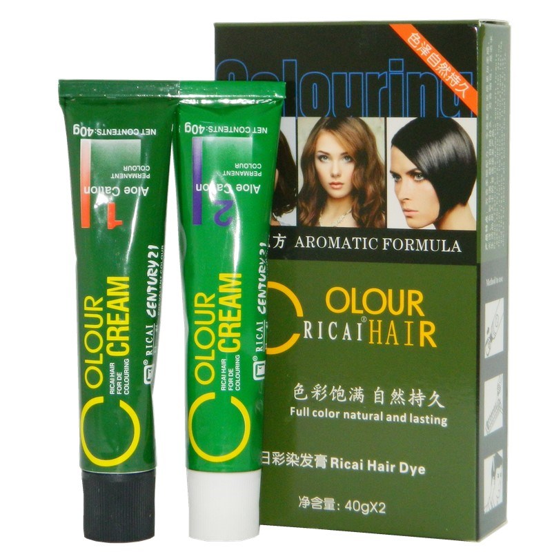 日彩染发膏黑发霜柔润健康发色染发膏染发剂精装40gx2褐棕自然黑