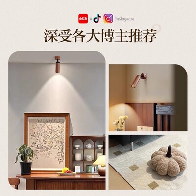 中古风明装射灯胡桃木家用客厅卧室可调角度led餐厅防眩护眼筒灯