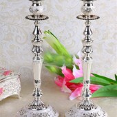 欧式 饰结婚乔迁礼品 创意玫瑰花亮银蜡烛台单头弥撒祭台家居婚庆装