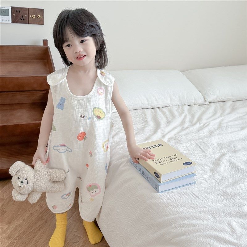 婴儿无袖泡泡纱睡袋夏季新宝宝纯棉背心式护肚连体马甲儿童家居服,童装/婴儿装/亲子装,家居袍/睡袍,淘宝优惠券,粉丝福利购,淘宝优惠卷