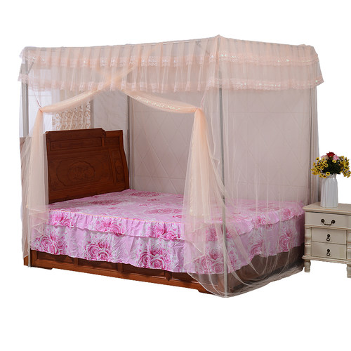 蚊帐支架杆不锈钢单门绑绳1.5米1.8m1.2简约三开加密加粗加厚通用