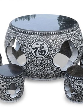 石雕彷古石桌户外庭院家用别墅石桌石凳花园中式室外桌椅棋盘桌凳