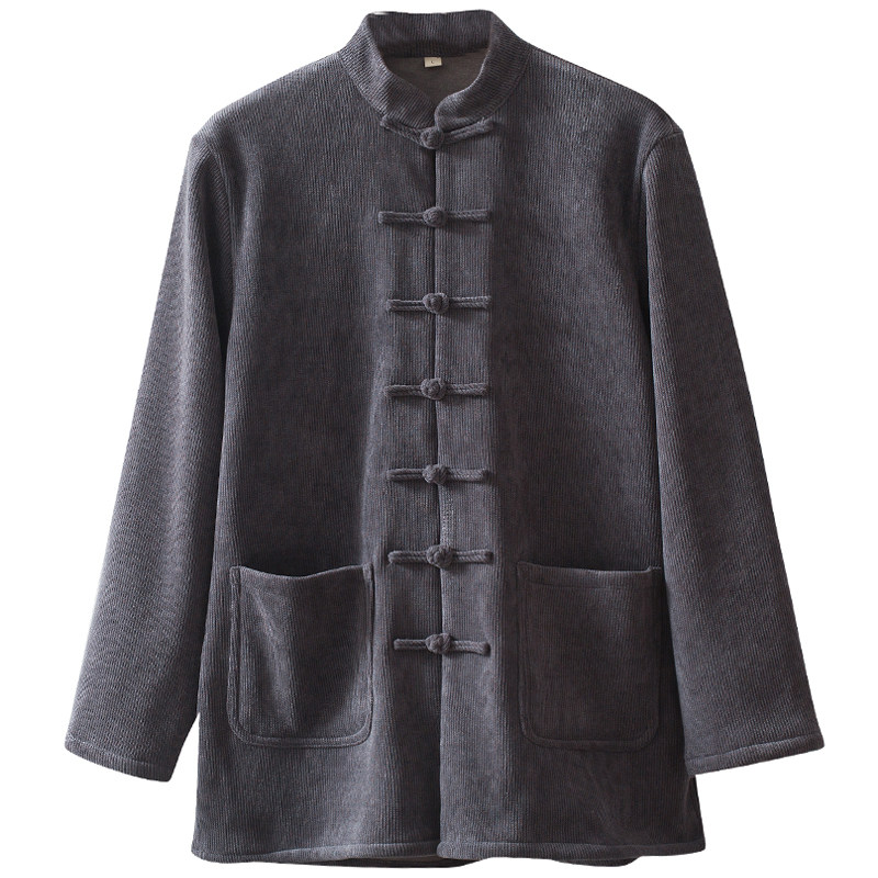 冬款大码唐装男加肥加大外套加绒加厚保暖中国风男装中式复古上衣