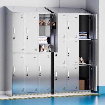 304不锈钢斜顶柜带锁食品厂无尘净化车间工厂宿舍员工更衣储物柜