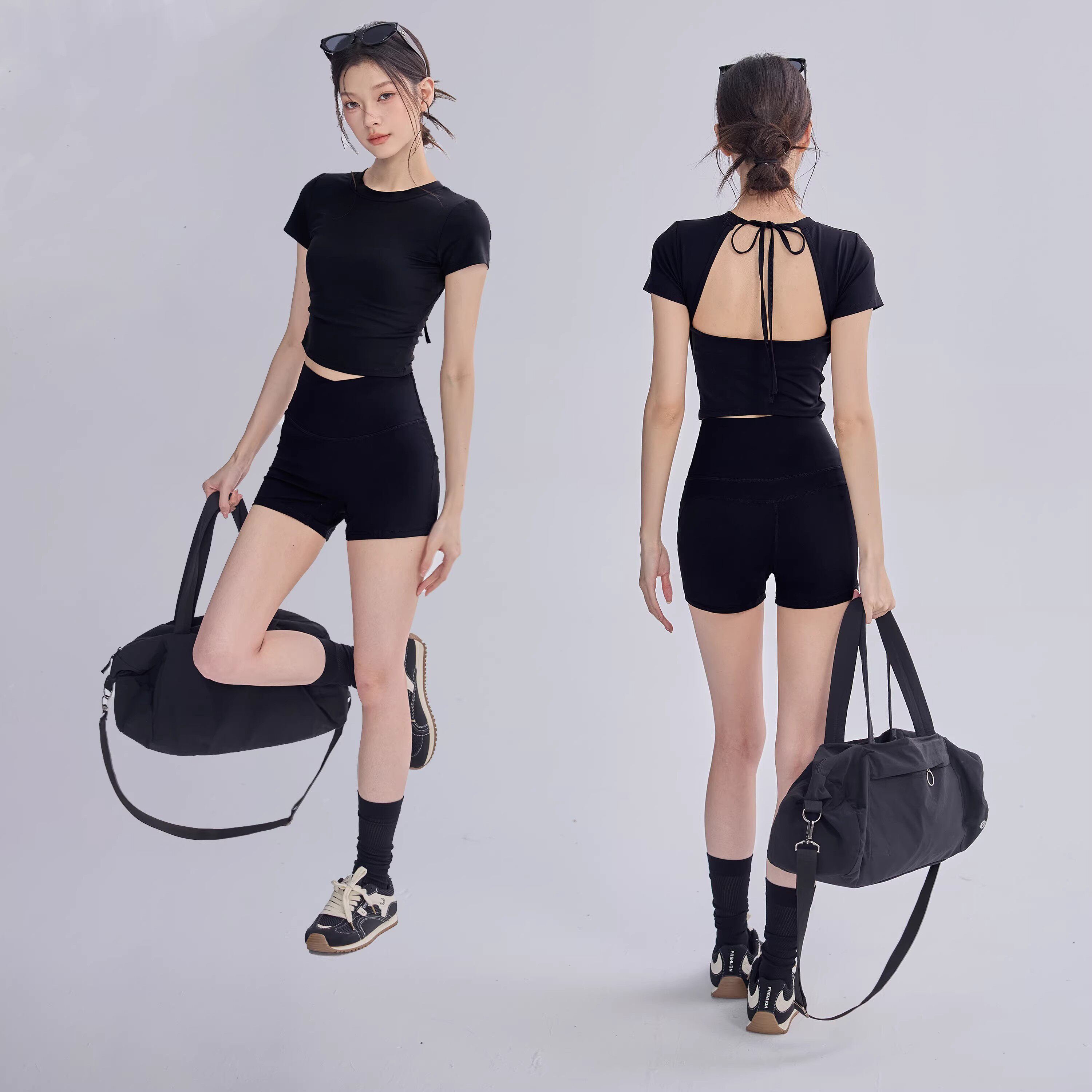 辣妹女孩带胸垫瑜伽服短袖2026新款高级感普拉提训练跑步运动上衣