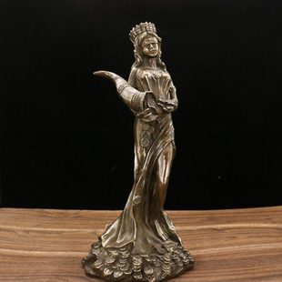 黄铜西洋人美女蜡台摆件 家居客厅供奉桌面装饰工艺品