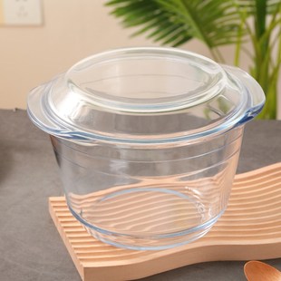 玻璃耐高温低温面包发酵盆带盖双耳盛汤锅汤盆泡菜盆咸菜盆面粉碗