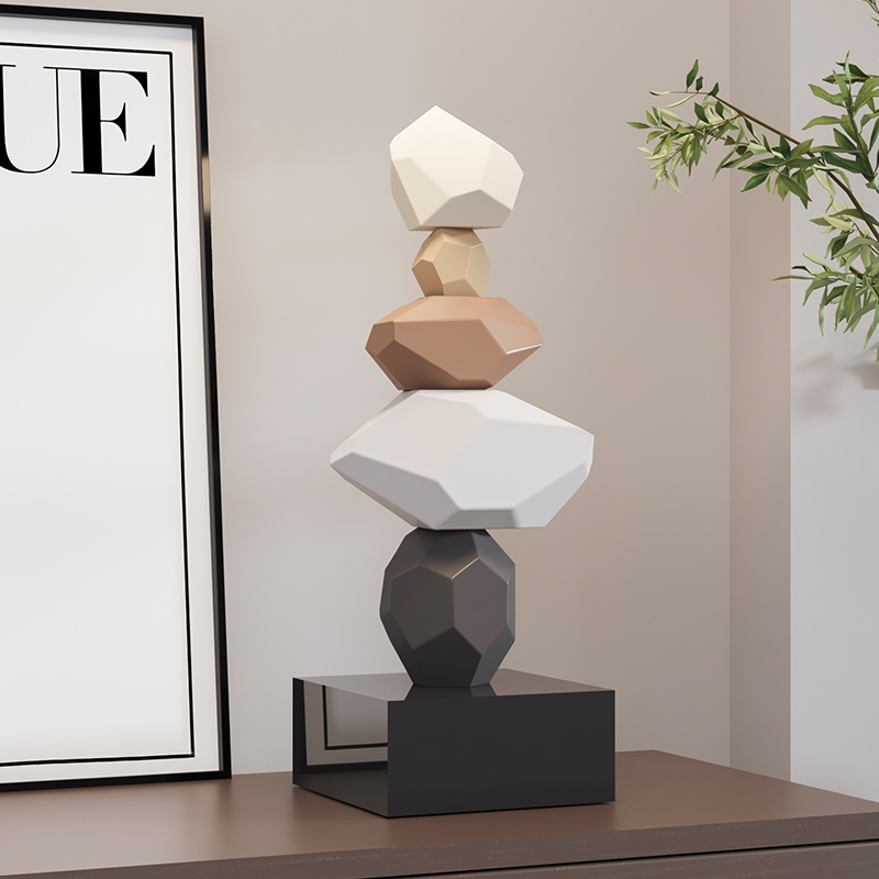 石来运转酒柜装饰品摆件侘寂风客厅电视柜玄关桌面高级感乔迁礼品