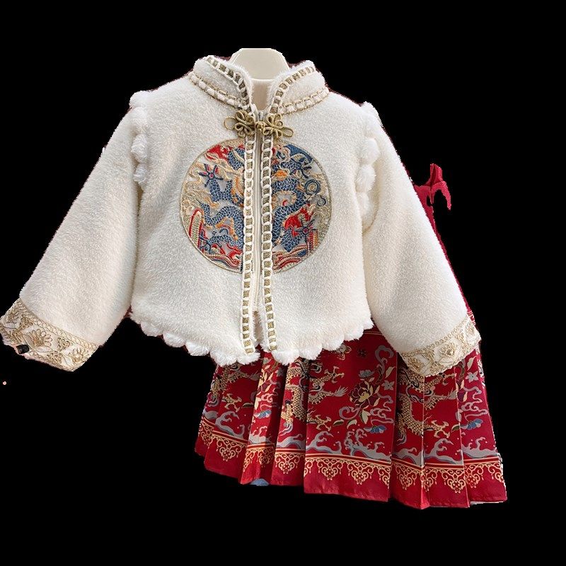 女童新年汉服2023冬季新款宝宝时尚拜年礼服儿童中国风唐装马面裙,童装/婴儿装/亲子装,汉服,淘宝优惠券,粉丝福利购,淘宝优惠卷