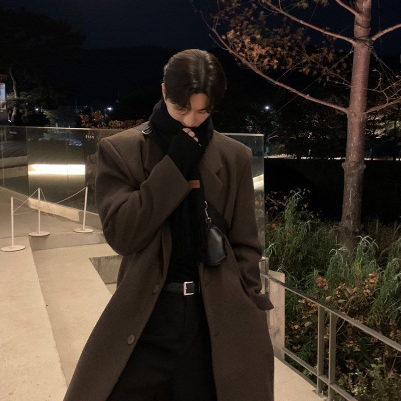 高级感谢尔比毛呢大衣男士秋冬季休闲中长款德式英伦呢子风衣外套