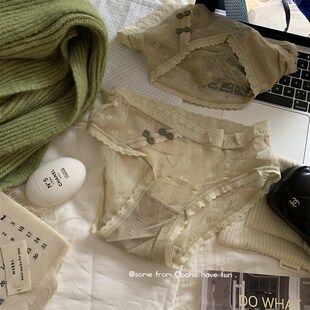 入股新中式~唯美复古网纱蕾丝边内裤 甜美小性感提花低腰女三角裤