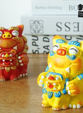 狮三百亲子狮 大小狮系列摸摸头抱抱狮空间摆件 纪念品