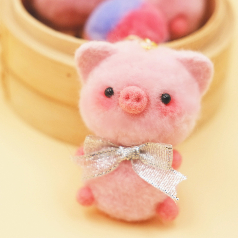 2019新款羊毛毡戳戳乐DIY学生手工蓬蓬球材料包粉粉猪钥匙扣车挂