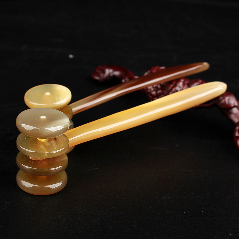 天然牛角滚轮按摩器女士专用面部腿部全身通用美容按摩车缓解疲劳