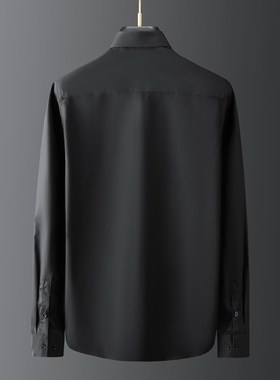 几何排列手工缝制石串珠修身长袖衬衫男设计感衬衣黑色夜场男装潮