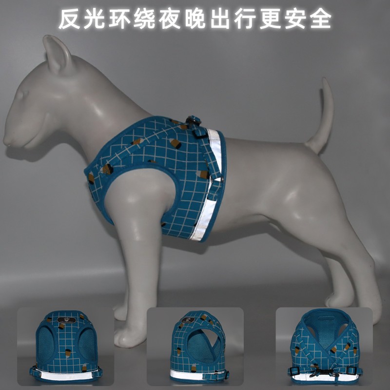 背心式狗狗牵引绳小型犬泰迪可爱遛狗绳比熊博美幼犬可调节狗链子