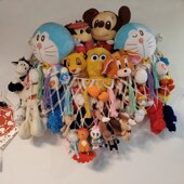 毛绒玩具收纳挂袋手工编织挂毯娃娃装 饰墙背景墙儿童房温馨照片墙