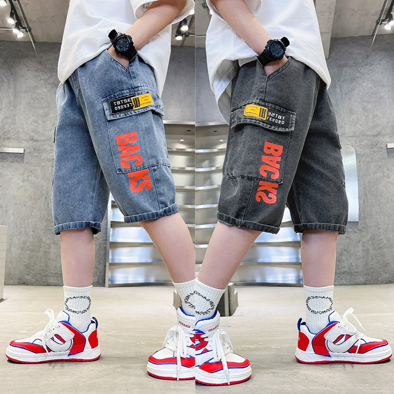 男童牛仔裤子夏装中大童装夏季休闲裤七分裤小学生男孩时尚短裤