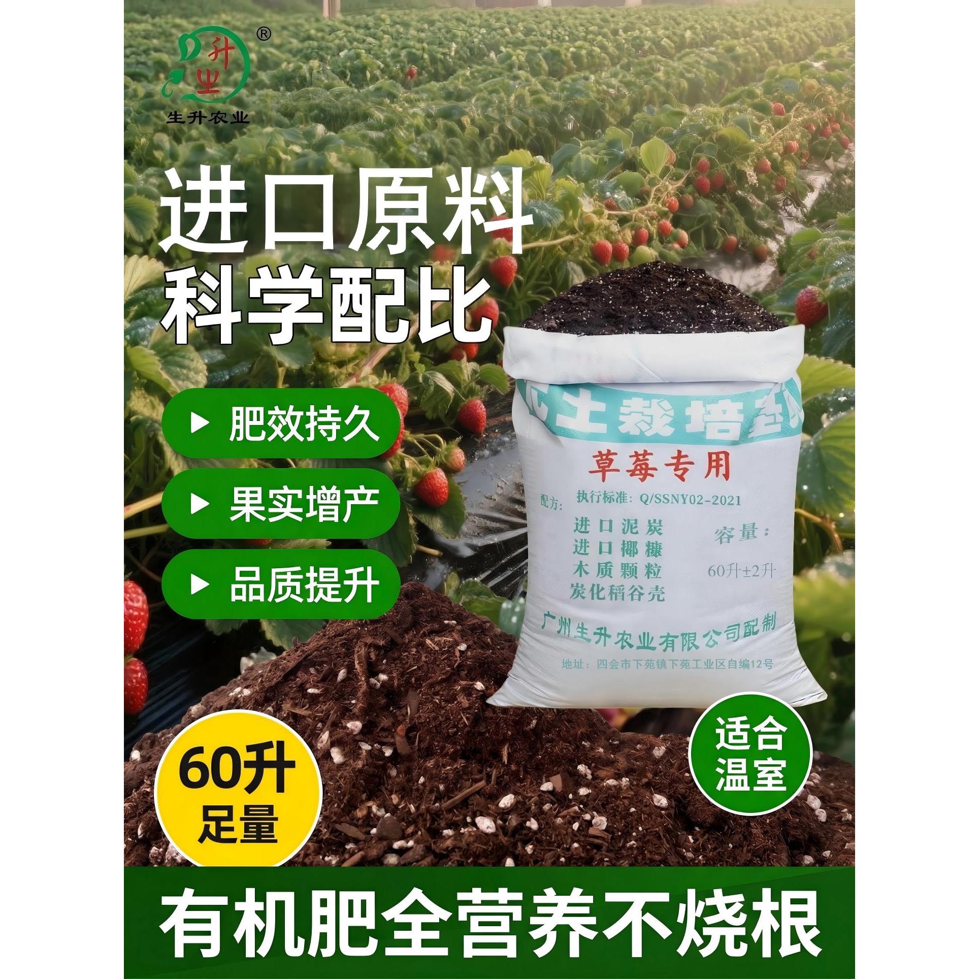生升农业草莓基质土壤专用土草莓土营养土种植土泥炭土种草莓的土