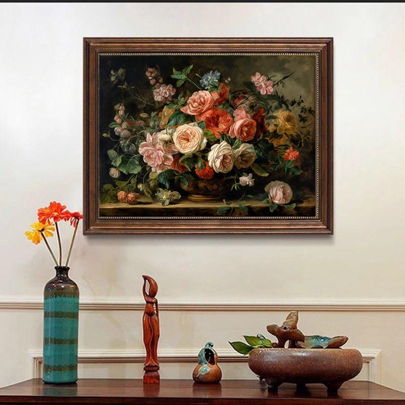 欧式玫瑰花挂画客厅卧室餐厅墙壁画沙发背景墙壁花卉轻奢装饰画