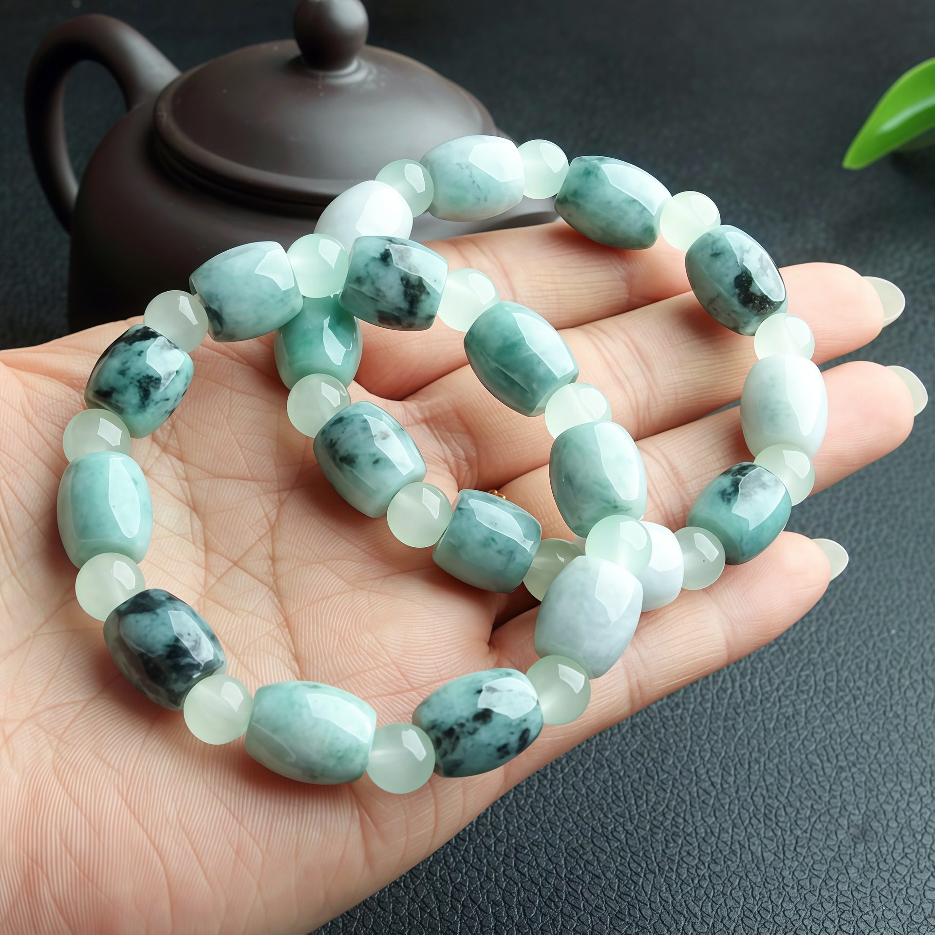 翡翠A货貔貅路路通手串男女手链