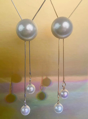 半圆珍珠可调节项链长款毛衣链女