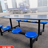 地人小吃餐桌8店组合快餐桌椅学校折叠不锈钢食堂餐桌椅连体员工