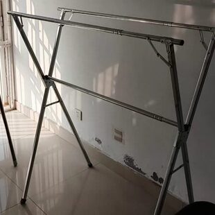 落地晾衣架不锈钢晒被子折叠凉地式伸缩杆卧室阳台室内室外妙立置