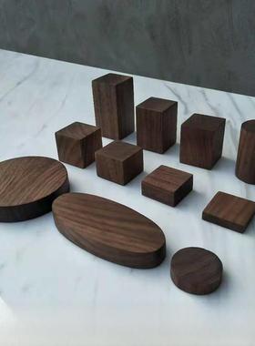 黑胡桃块战锤胸像模型装饰底座DIY手工小制作材料木方垫