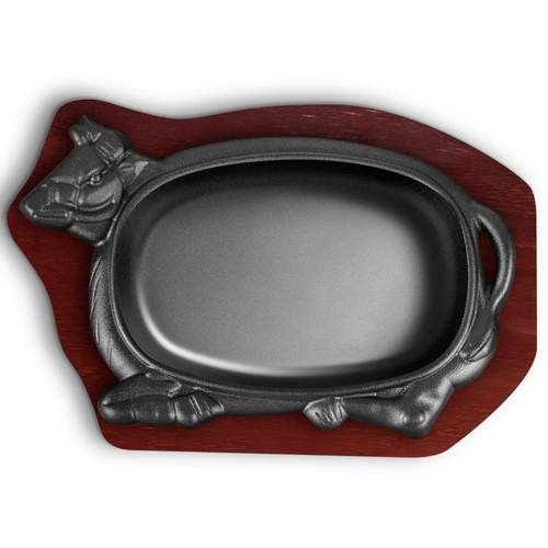 商用加厚牛形铁板烧盘牛头形铁板烧烤盘港式商用铁板饭厅牛排铁板