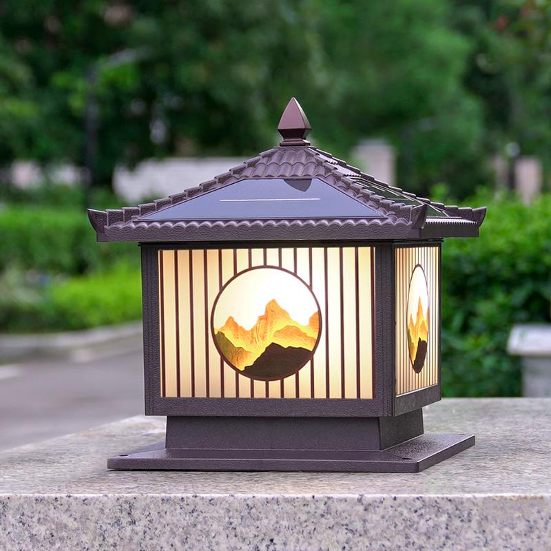 太阳能柱头灯庭院别墅大门两侧柱子灯户外防水入户门垛门柱围墙灯