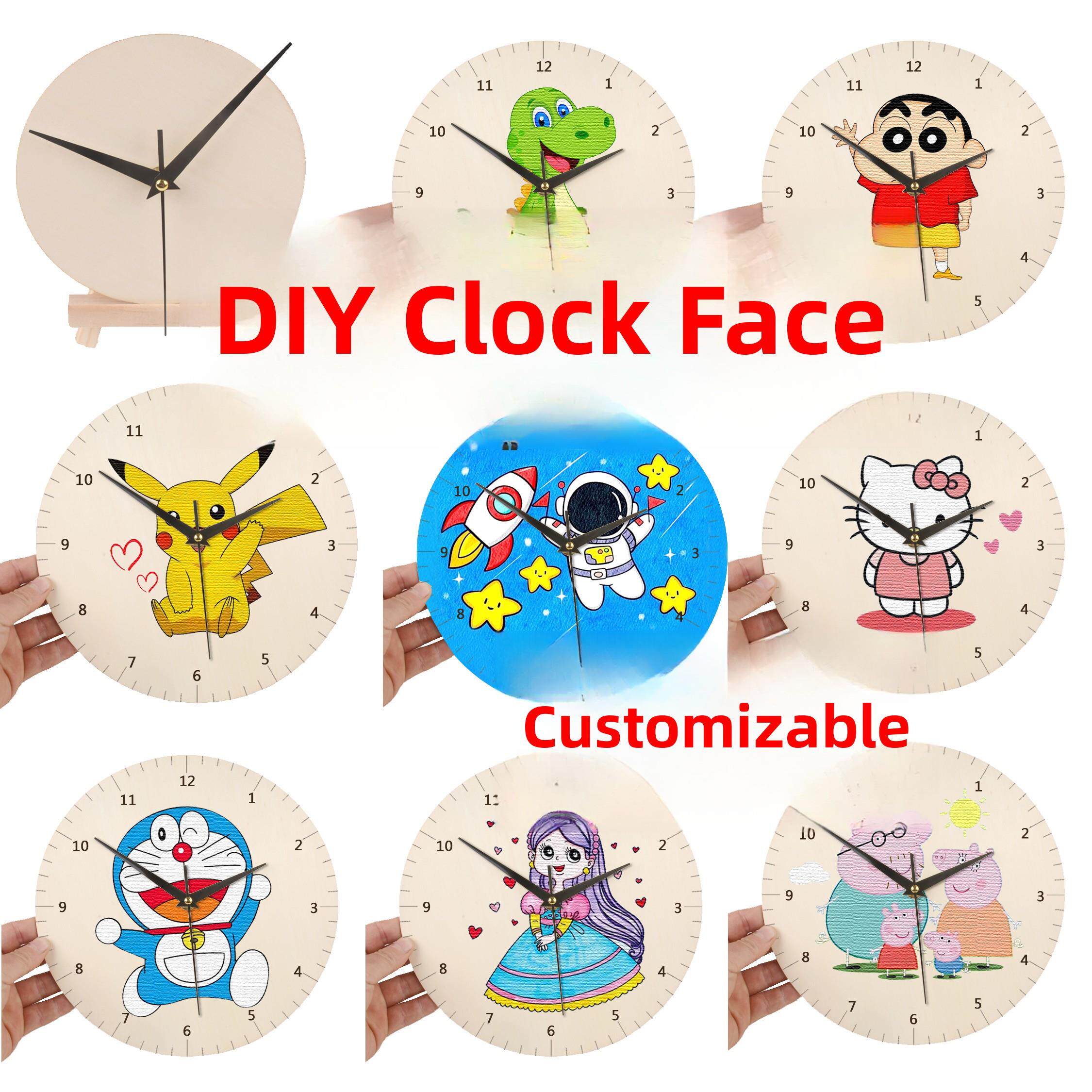 diy手工钟表钟面表盘时间认知教具空白圆形板画创意挂钟简单时钟