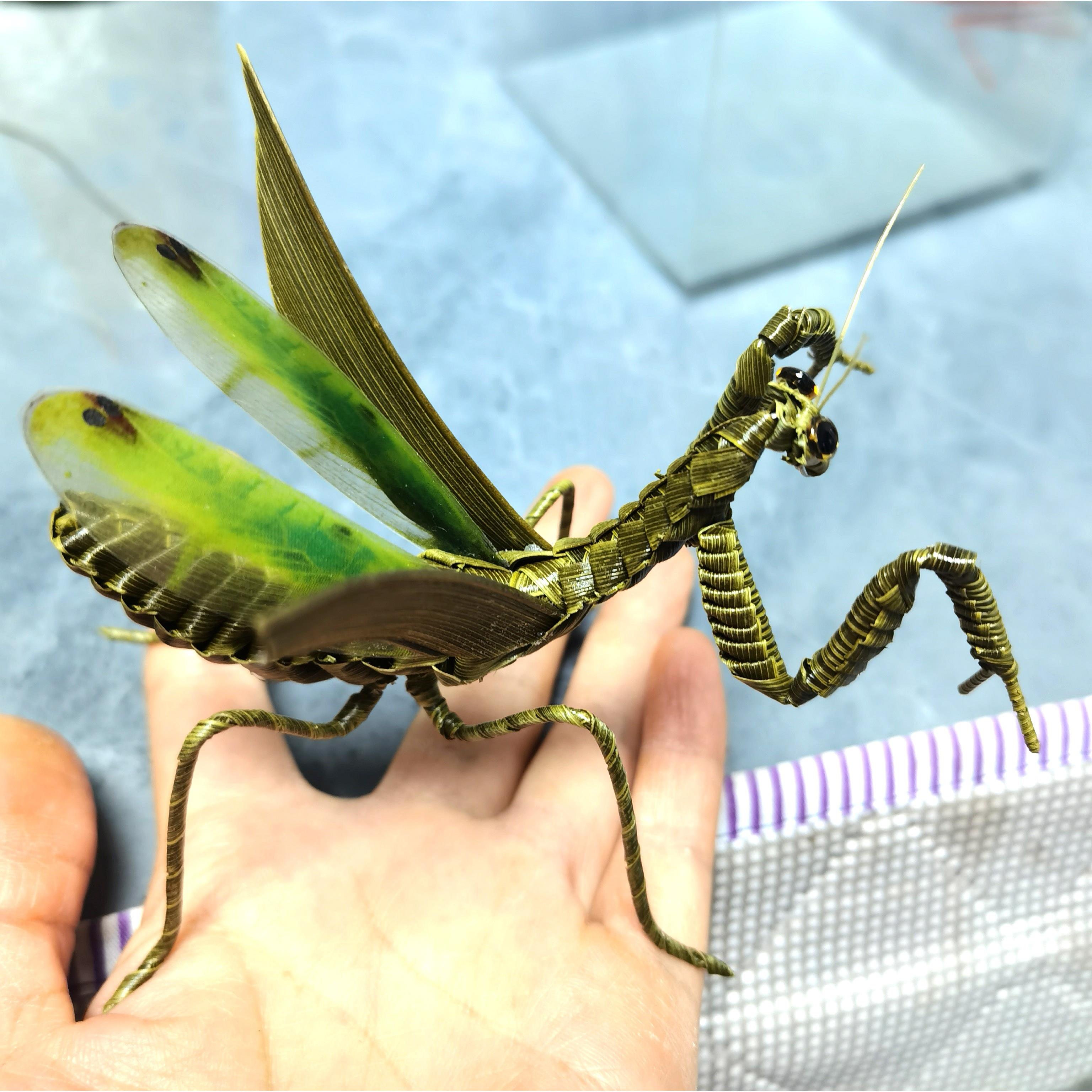 非遗中国棕编螳螂草编小昆虫纯手工制作