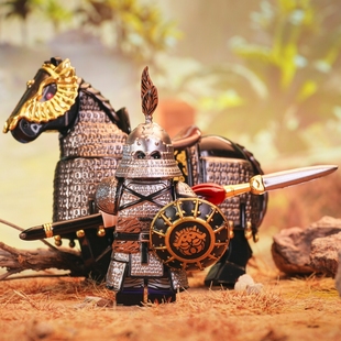 中古金国重装铁浮屠骑兵士兵战马中世纪盔甲武士积木人仔拼装玩具