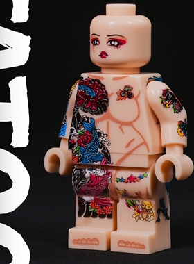 日式纹身老传统侍女凤凰tatoo女素体配件第三方积木人仔拼装玩具
