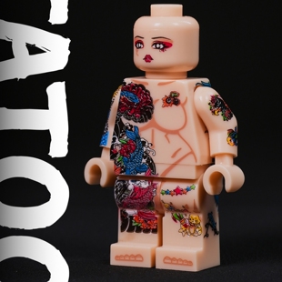 日式纹身老传统侍女凤凰tatoo女素体配件第三方积木人仔拼装玩具