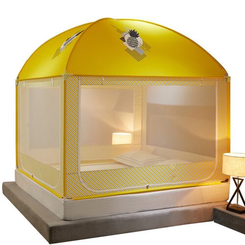 床上蚊帐1.8m床家用1.5米蒙古包宝宝防摔儿童床围栏纹账2夏季支架