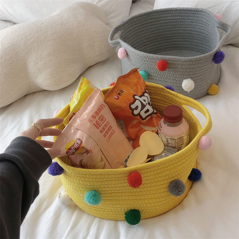 棉线编织收纳筐折叠桌面布艺零食置物收纳篮脏衣篮儿童玩具收纳桶