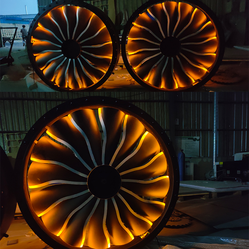 创意铁金属立体机械旋转圆扇餐厅装饰吧模块软装饰定制