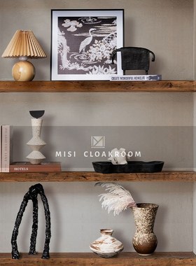 侘寂风样板间客厅书房书柜软装摆件组合售楼处酒店民宿装家居饰品