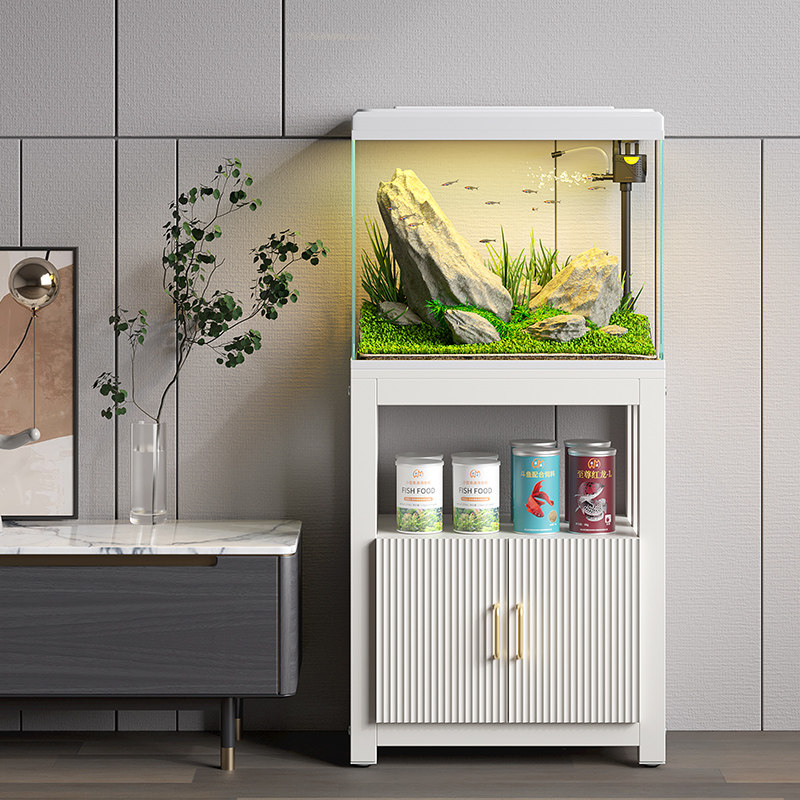 家用鱼缸客厅小型一体过滤器金鱼缸落地中型桌面带柜子玻璃造景缸