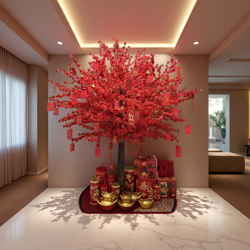 仿真桃花树大型假桃花树商场装饰树新年祈福红包许愿树婚庆室内