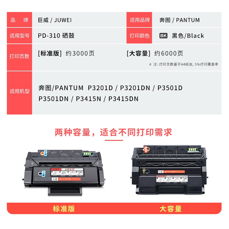 巨威 适用奔图PD-310硒鼓P315DN硒鼓P3201D P3201DN碳粉盒P31D P3