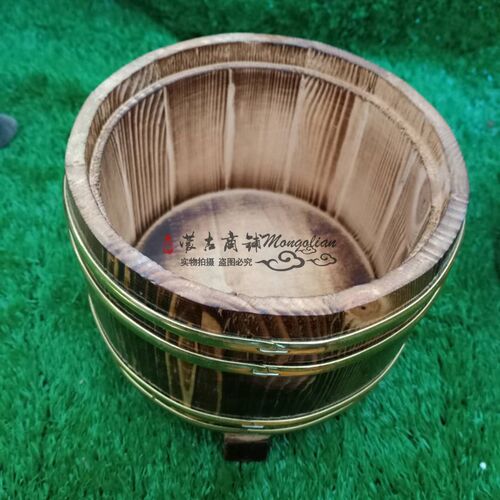 蒙古特色餐具酸奶桶罗汉桶手工实木保温木桶饭蒙餐内胆