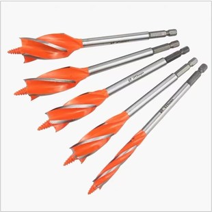 台旺四刃四槽电板手钻头木工孔器转换头六角柄支罗钻扩孔钻